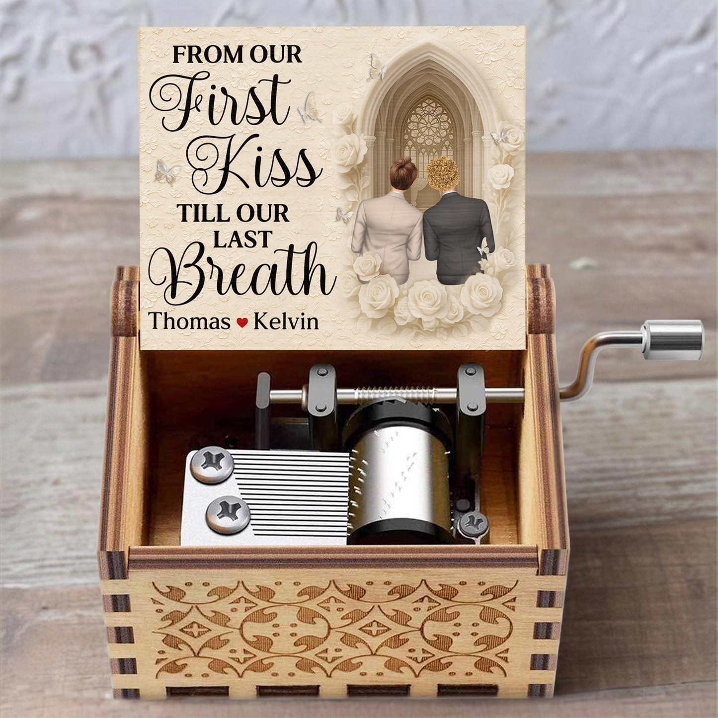 From Our First Kiss Till Our Last Breath With Roses And Wedding Arch