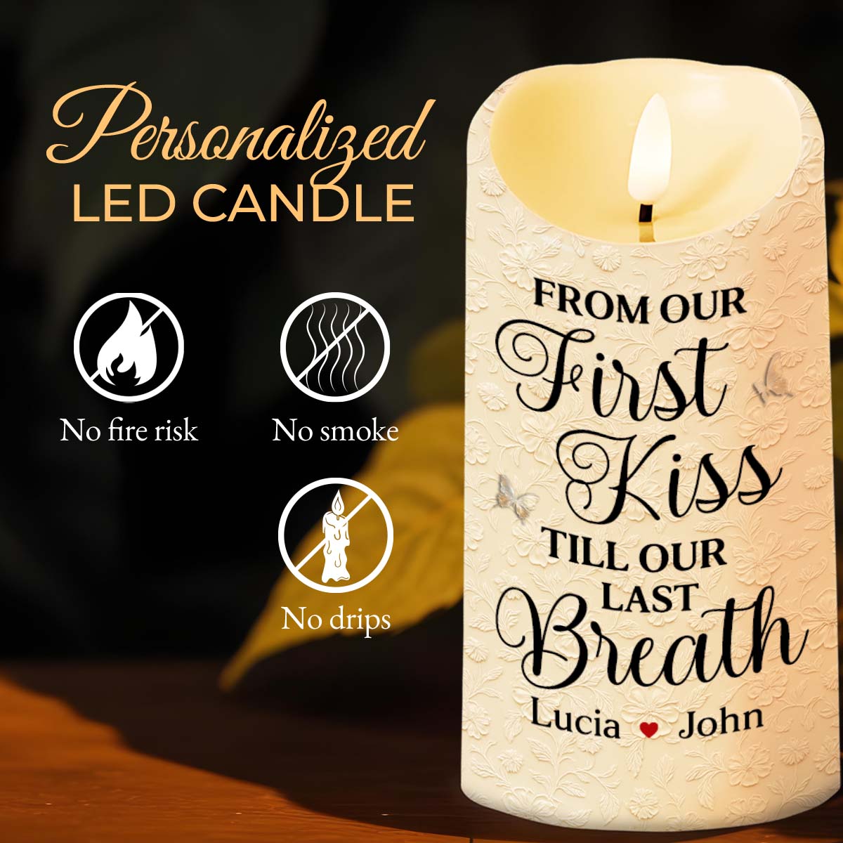 From Our First Kiss Till Our Last Breath With Roses and Wedding Imagery