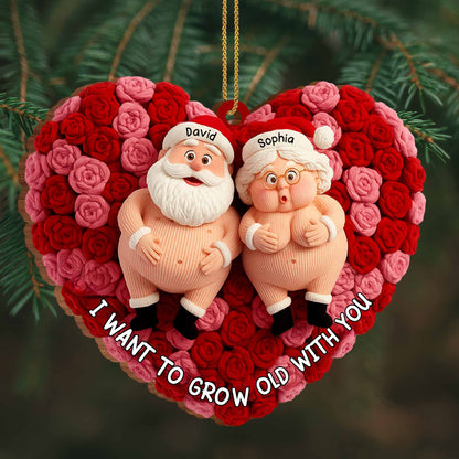 I Want To Grow Old With You, Santa And Flowers Heart
