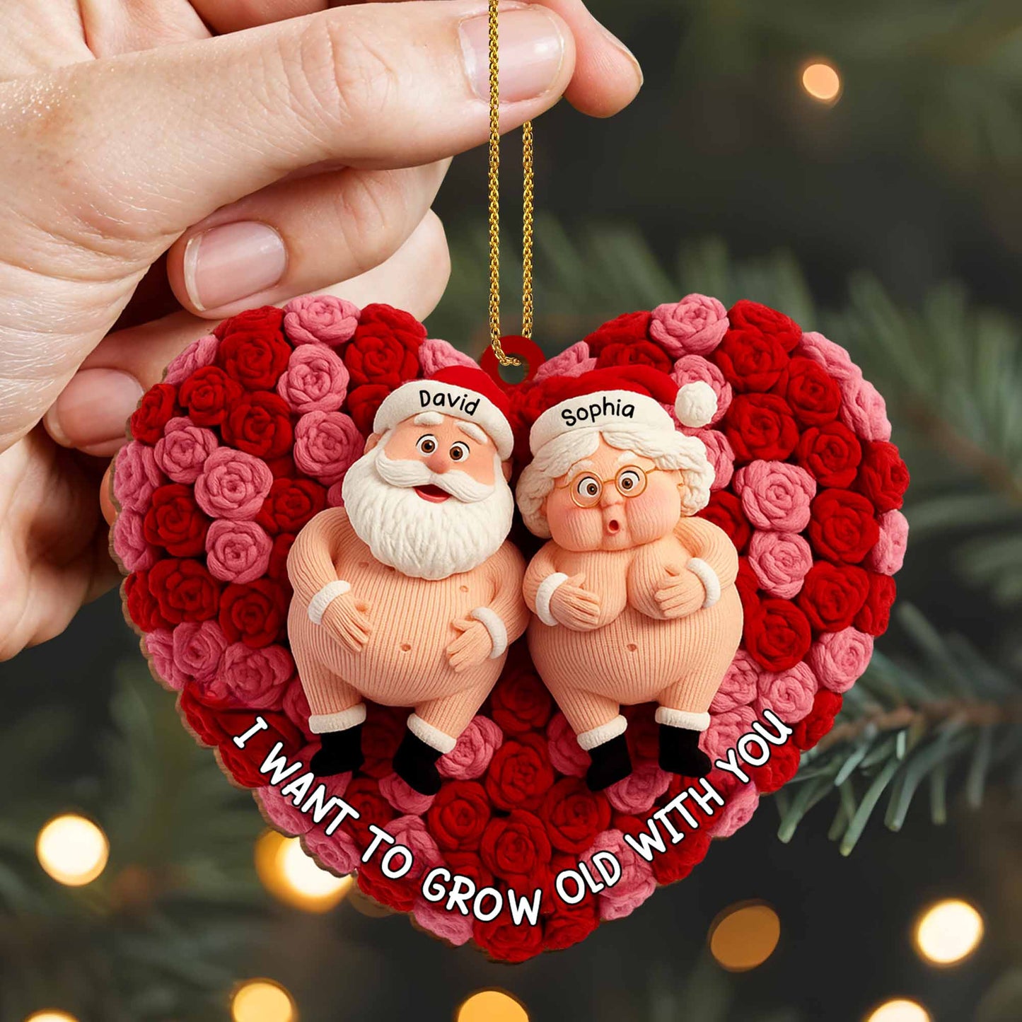 I Want To Grow Old With You, Santa And Flowers Heart
