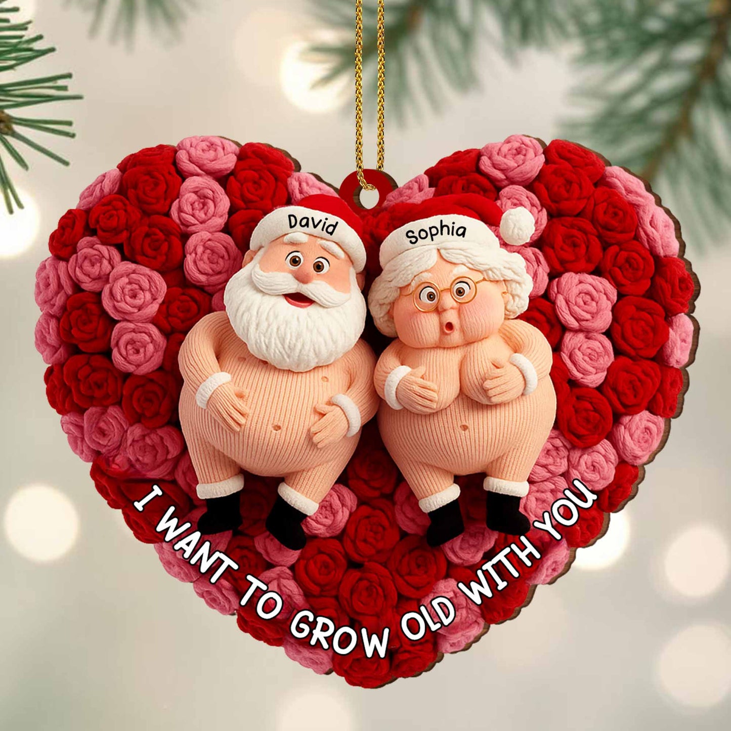 I Want To Grow Old With You, Santa And Flowers Heart