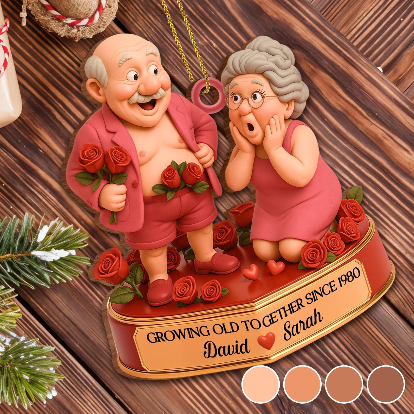 Growing Old Together Since With Elderly Couple And Roses