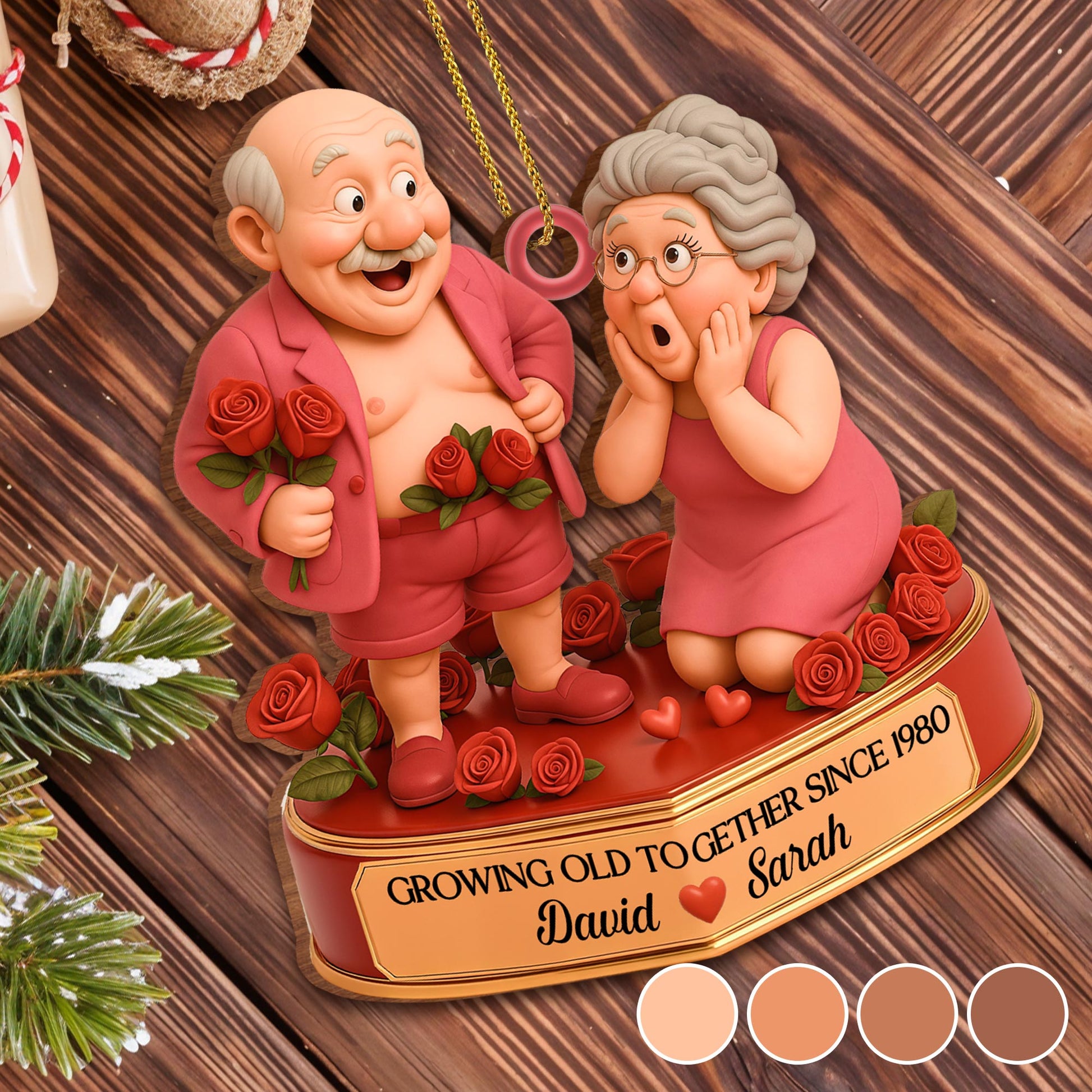 Growing Old Together Since With Elderly Couple And Roses