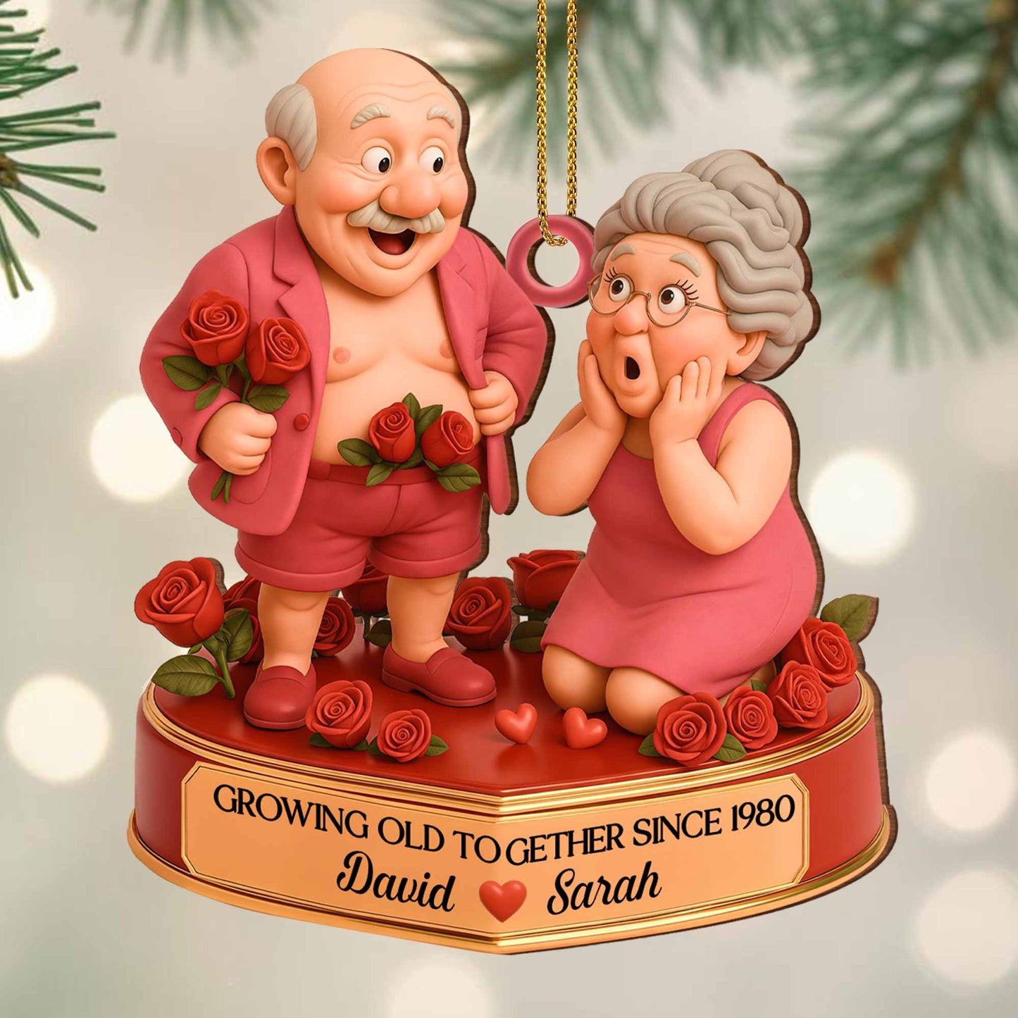 Growing Old Together Since With Elderly Couple And Roses