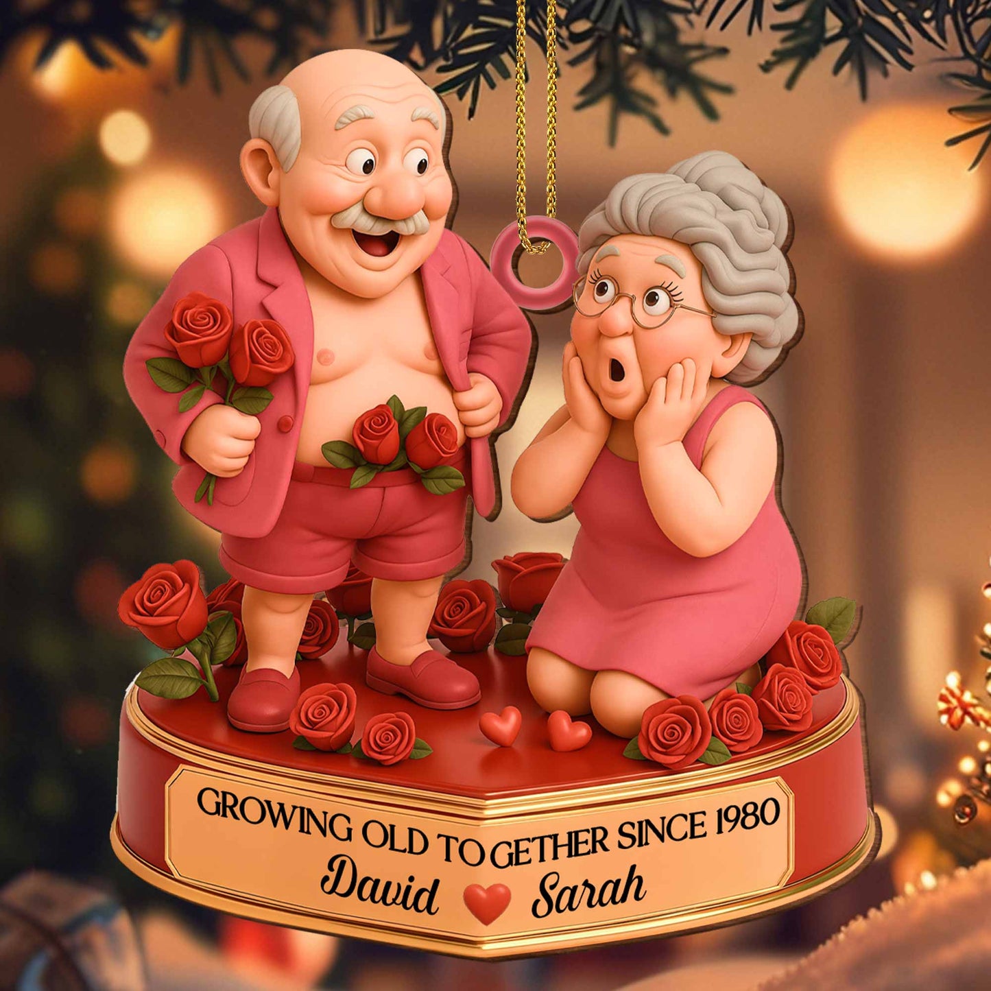 Growing Old Together Since With Elderly Couple And Roses