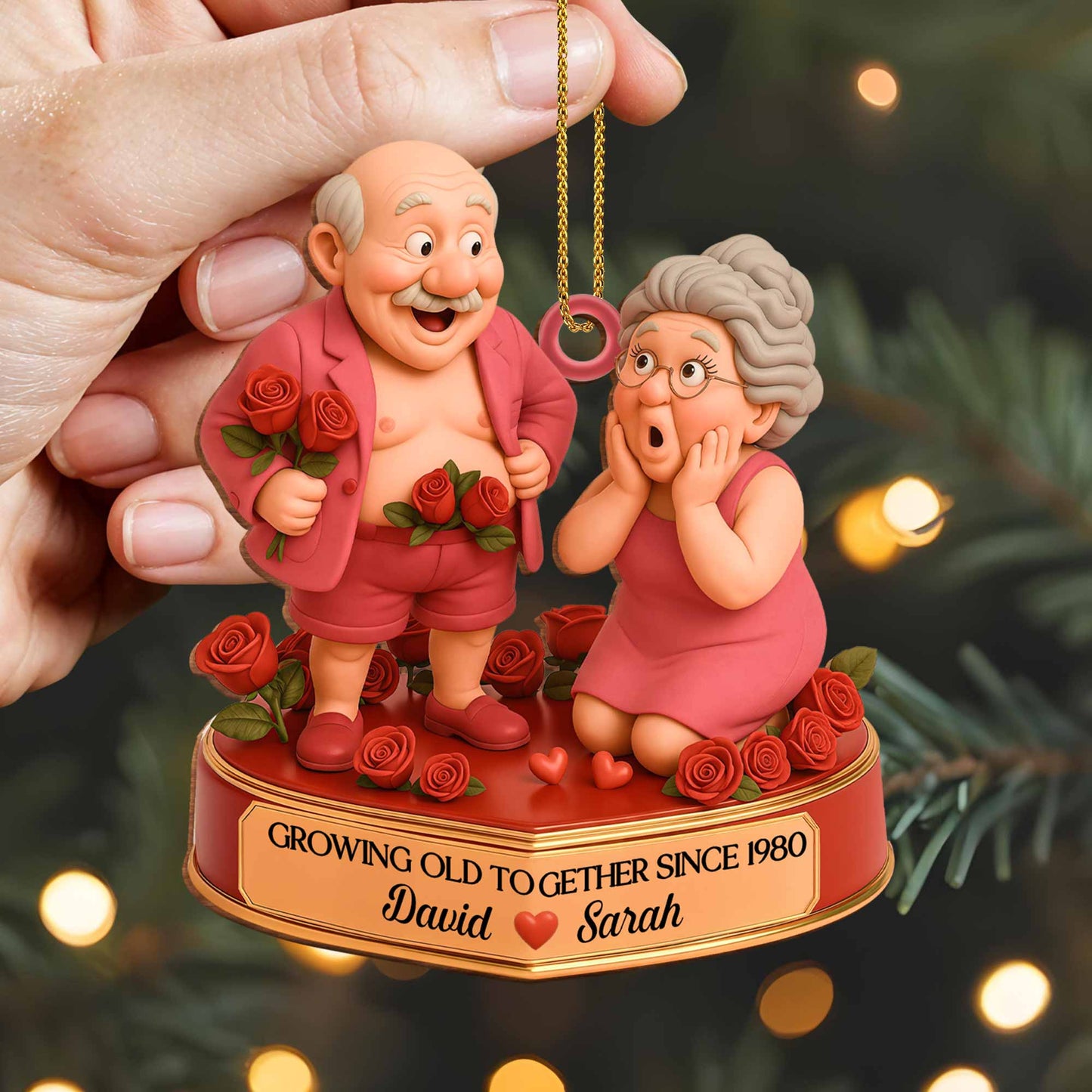 Growing Old Together Since With Elderly Couple And Roses