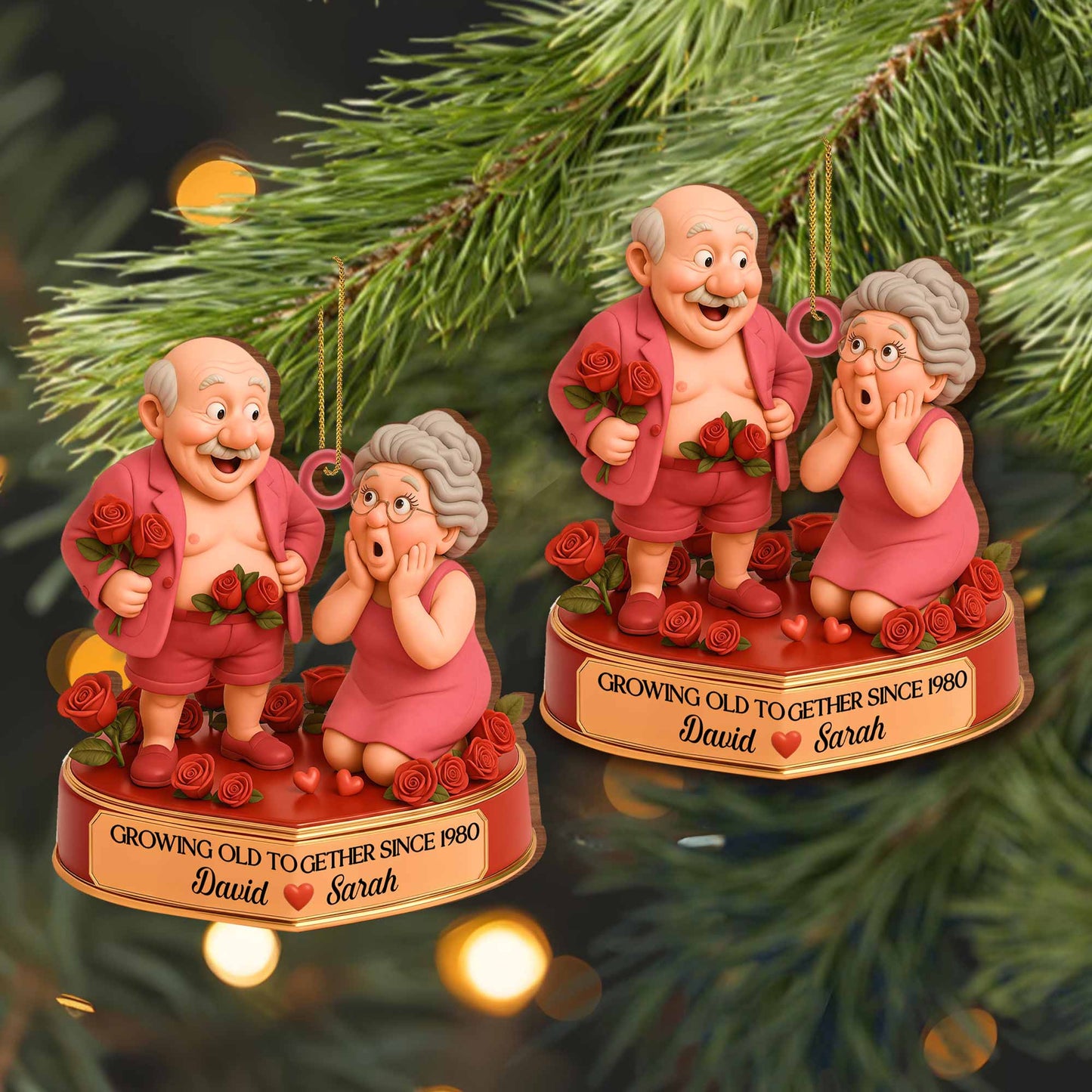 Growing Old Together Since With Elderly Couple And Roses