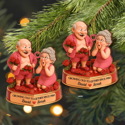 Growing Old Together Since With Elderly Couple And Roses