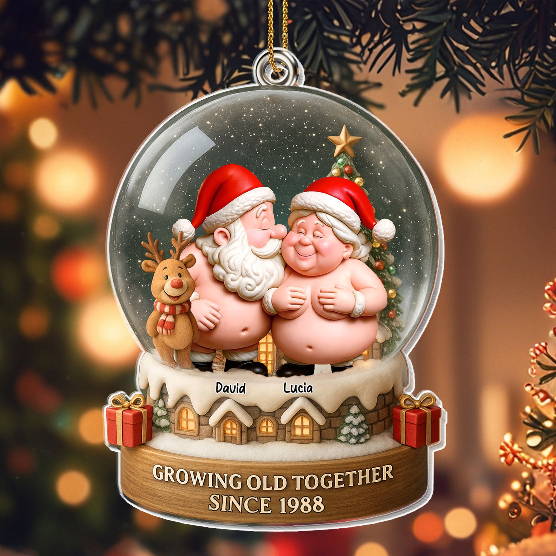 Growing Old Together With Santa Hats And Christmas Theme