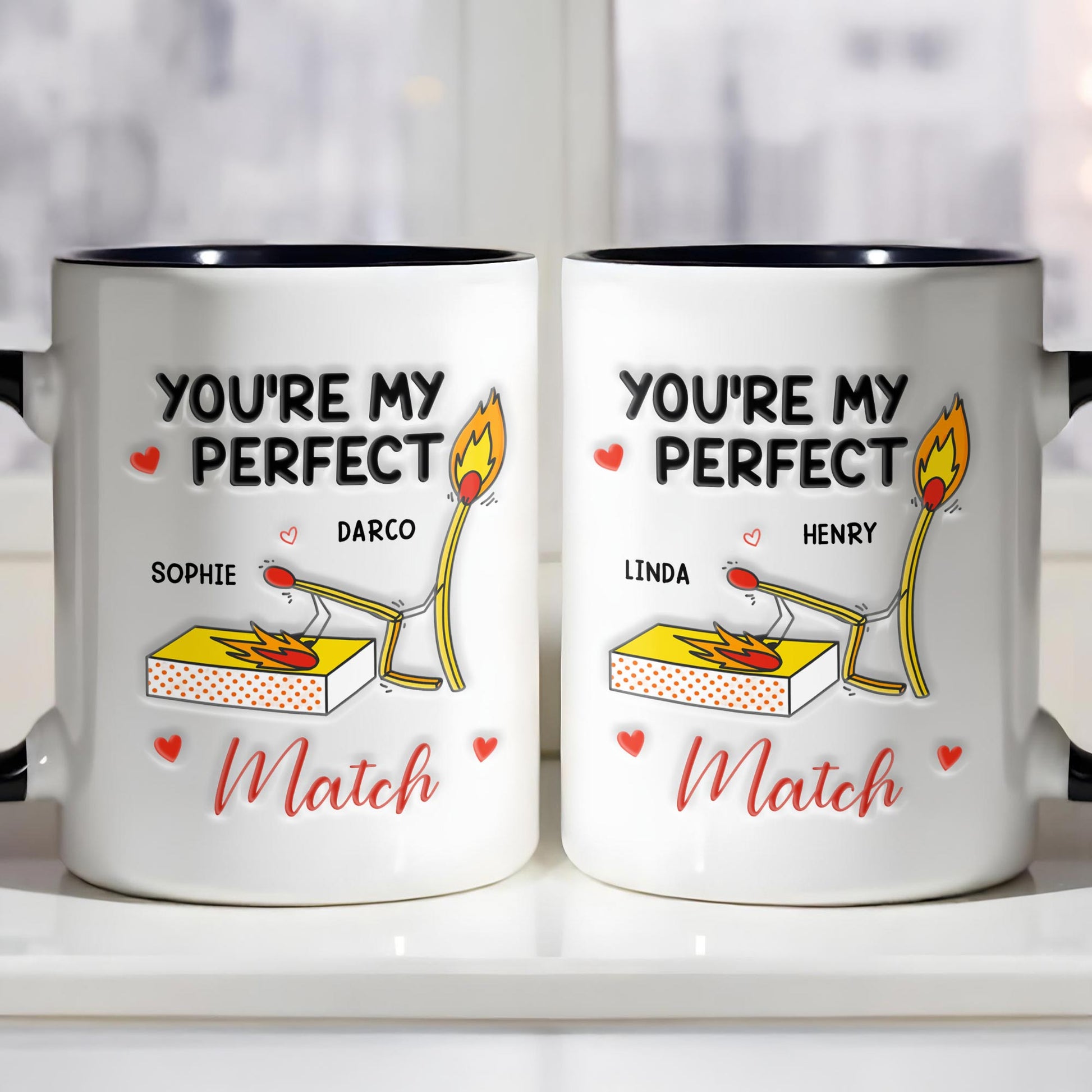 You're My Perfect Match With Matchstick And Hearts