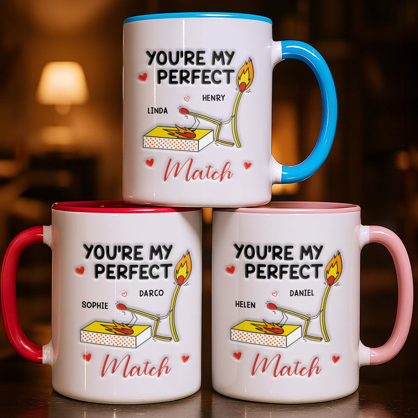 You're My Perfect Match With Matchstick And Hearts