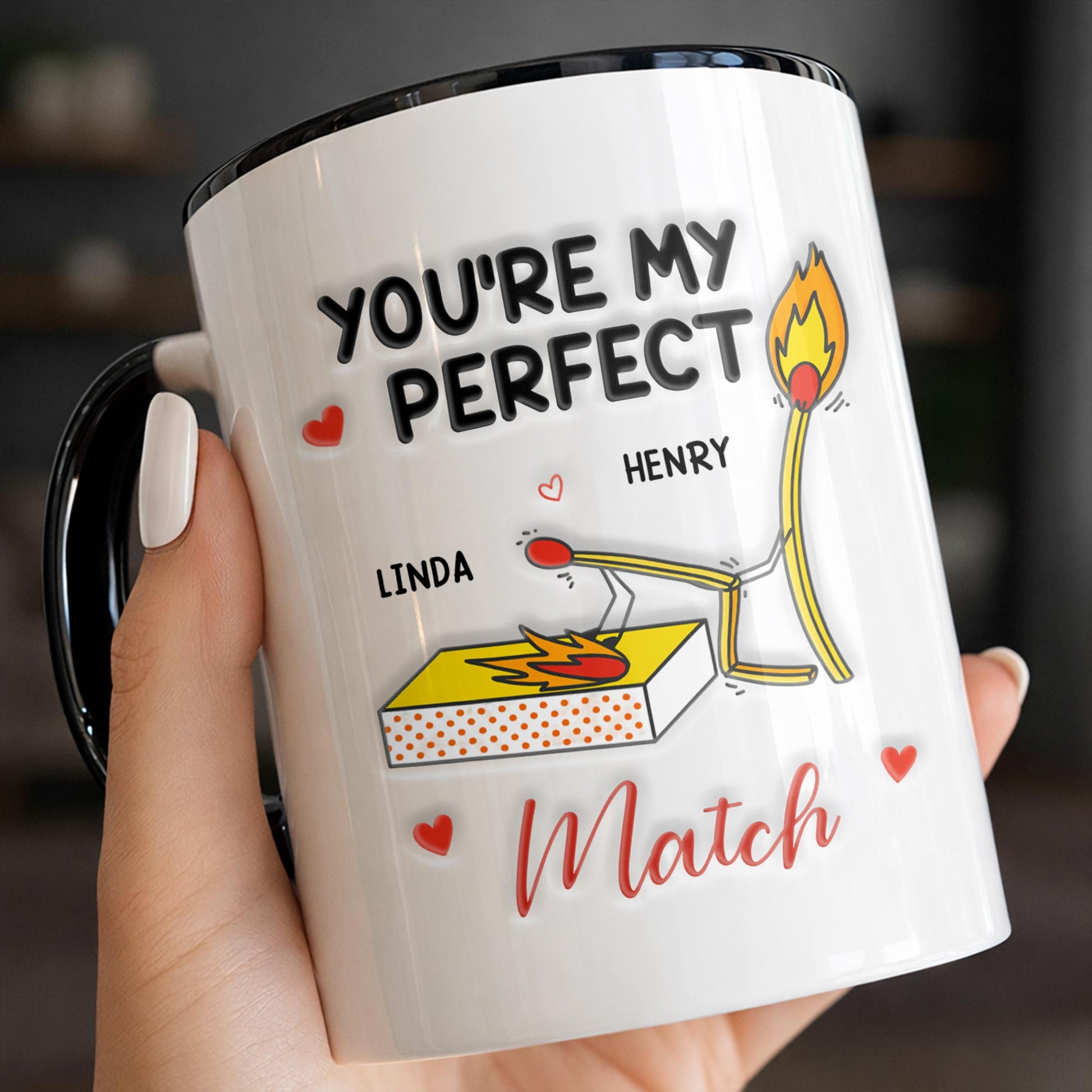 You're My Perfect Match With Matchstick And Hearts