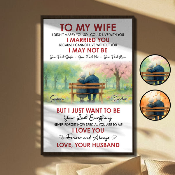 To My Wife, Elderly Couple On Park Bench