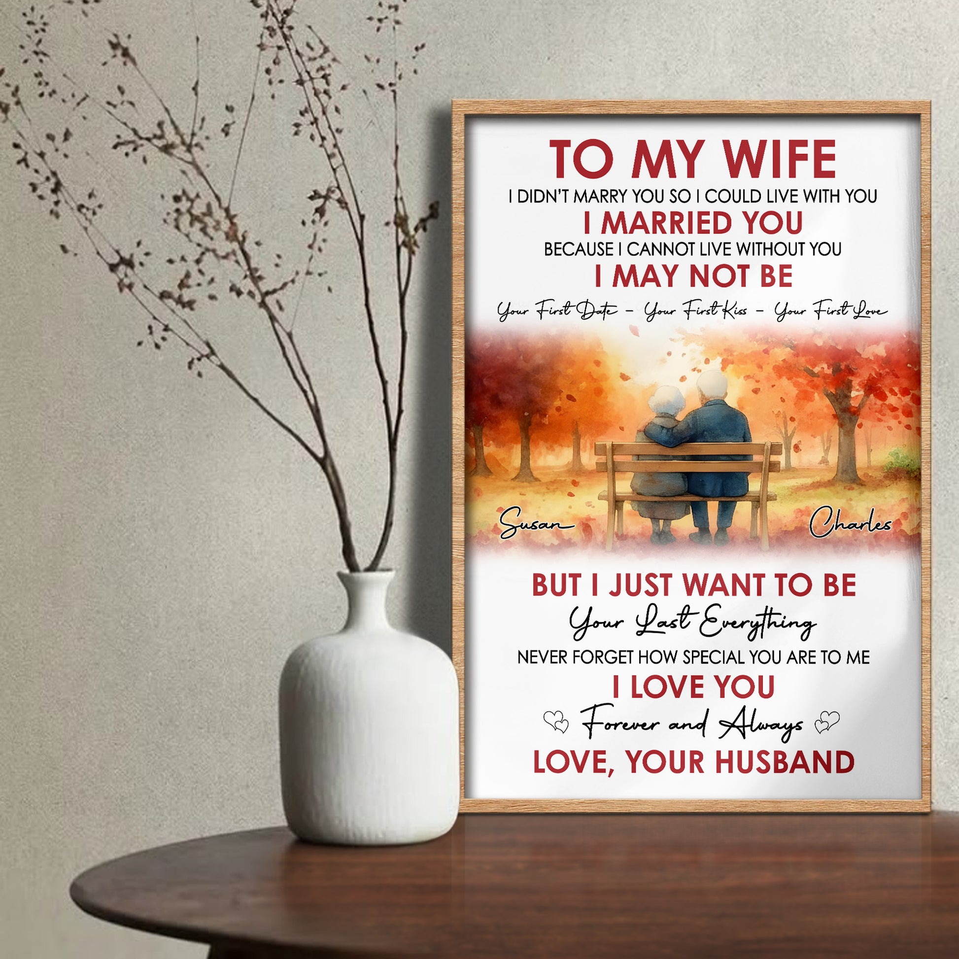 To My Wife, Elderly Couple On Park Bench