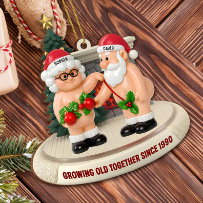 Growing Old Together Santa Claus and Holly Ornament