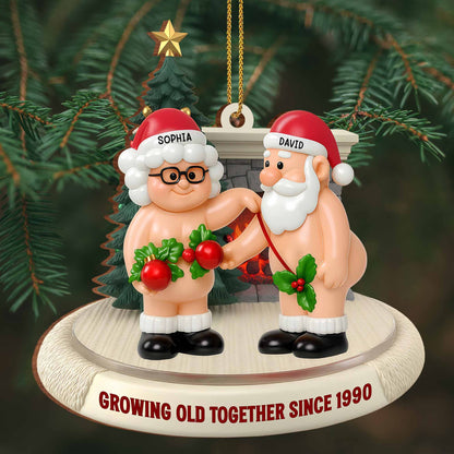 Growing Old Together Santa Claus and Holly Ornament