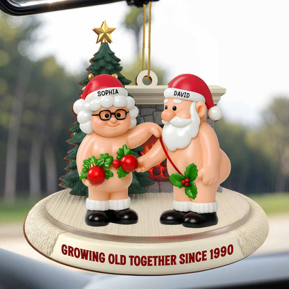 Growing Old Together Santa Claus and Holly Ornament