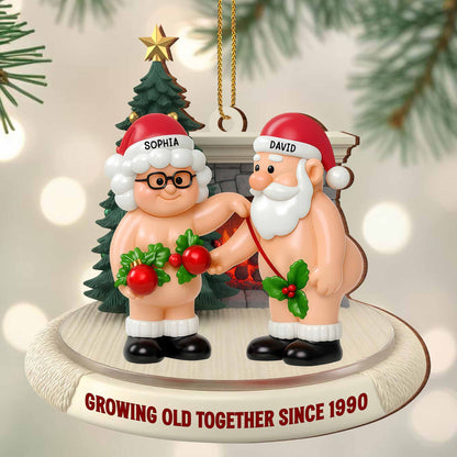 Growing Old Together Santa Claus and Holly Ornament