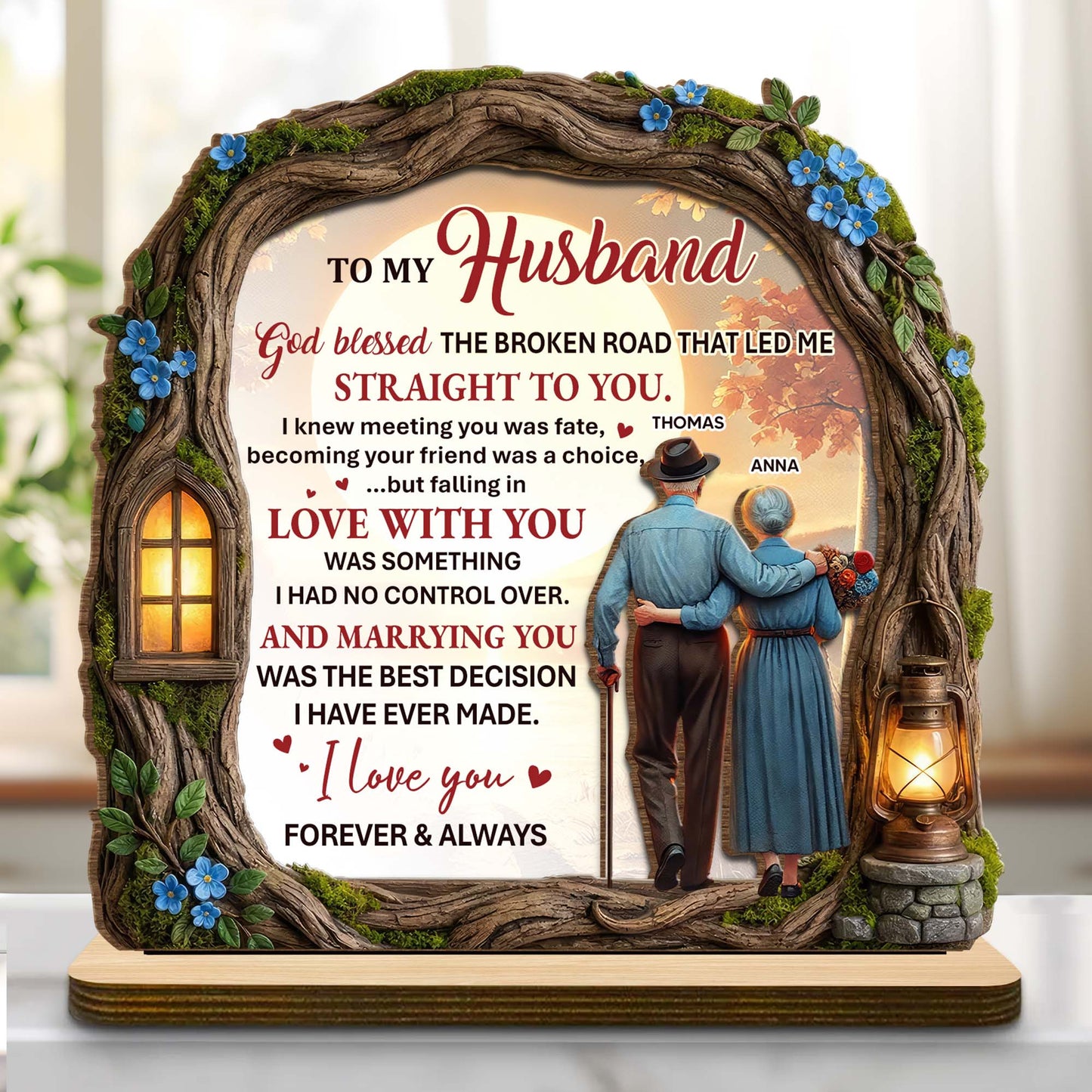 To My Husband, Tree And Lantern Design