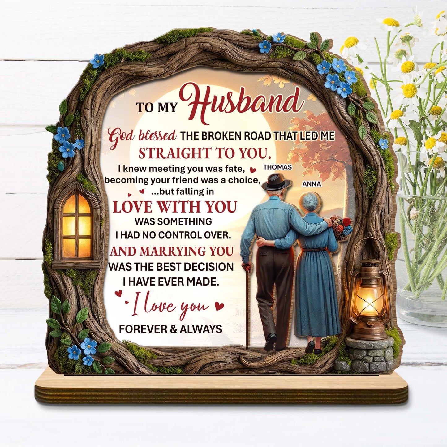 To My Husband, Tree And Lantern Design