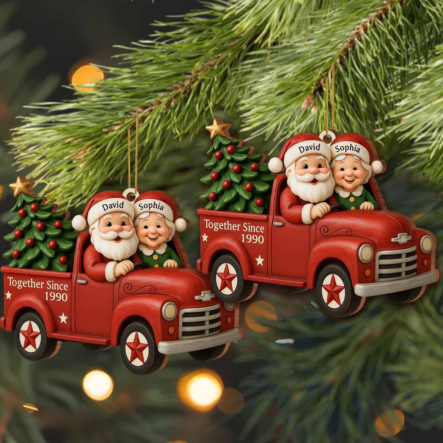 Together Since Custom Year With Santa Claus And Christmas Tree