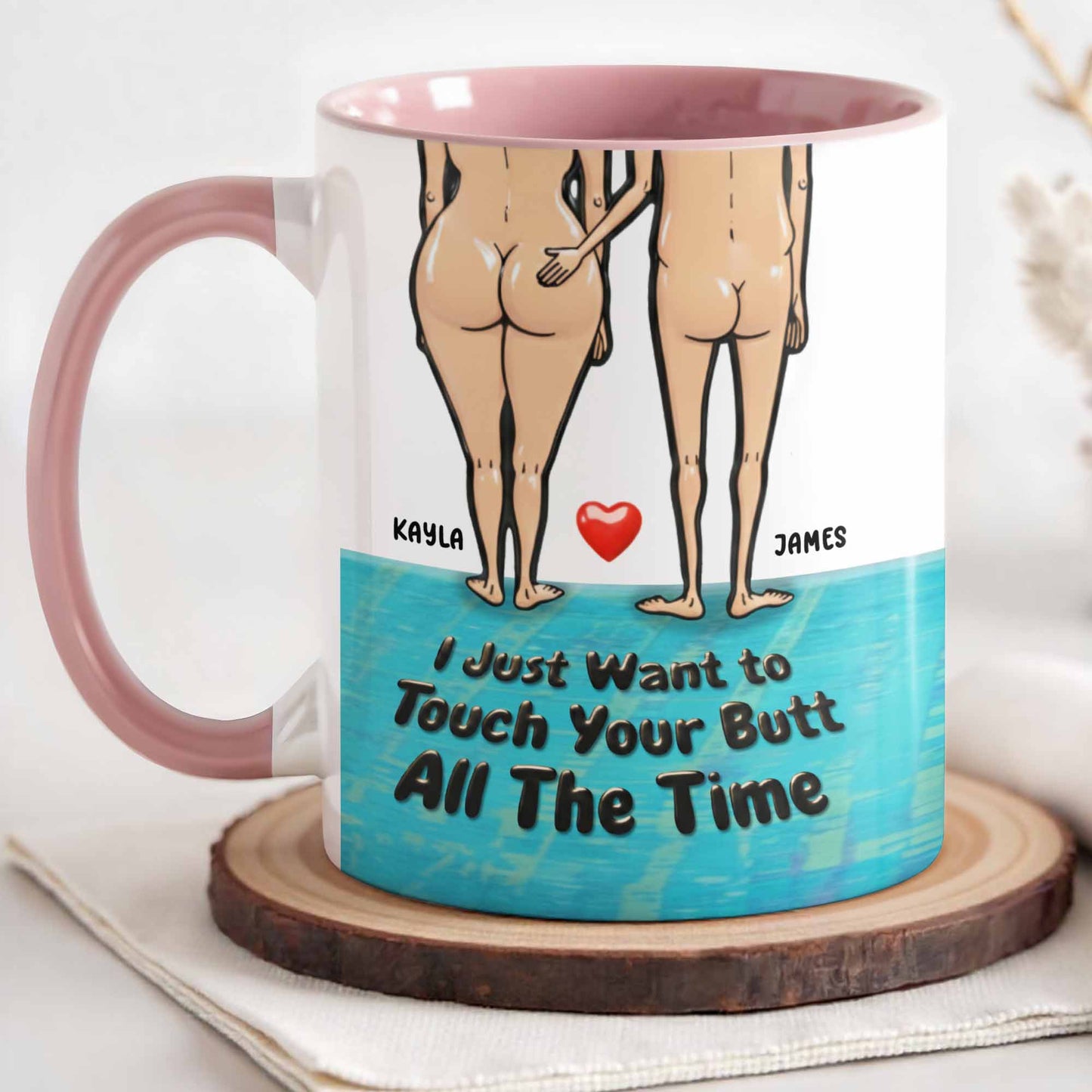 I Just Want to Touch Your Butt, Cartoon People Design - Personalized Custom Accent Mug - CPL948_AMUG