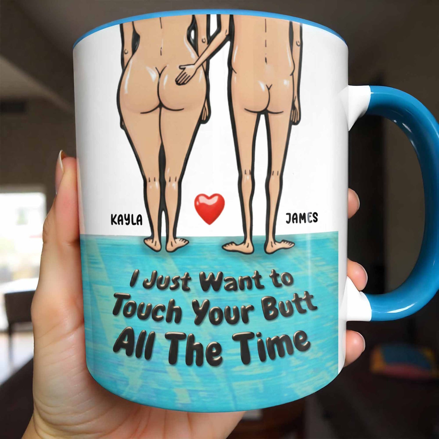 I Just Want to Touch Your Butt, Cartoon People Design - Personalized Custom Accent Mug - CPL948_AMUG