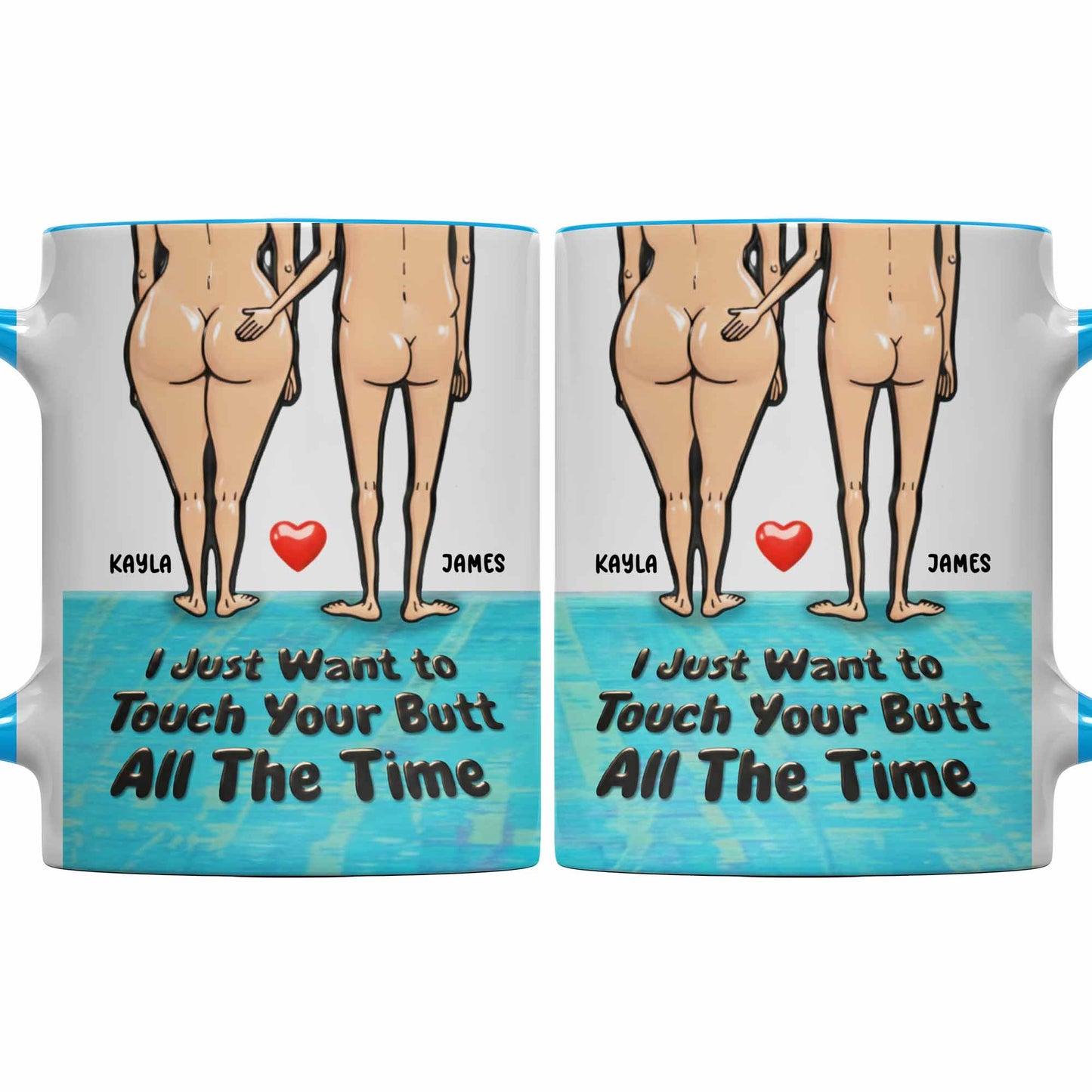 I Just Want to Touch Your Butt, Cartoon People Design - Personalized Custom Accent Mug - CPL948_AMUG