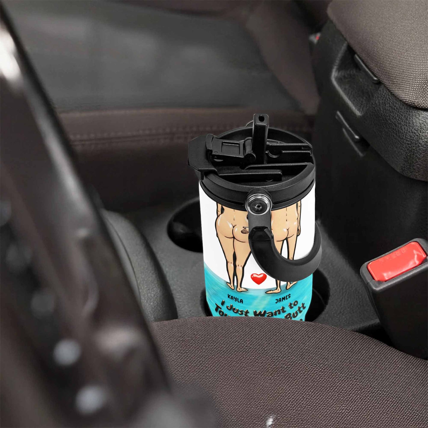 Just Want To Touch Your Butt, Couple And Heart - Personalized 30oz Tumbler With Handle - CPL948_TBH