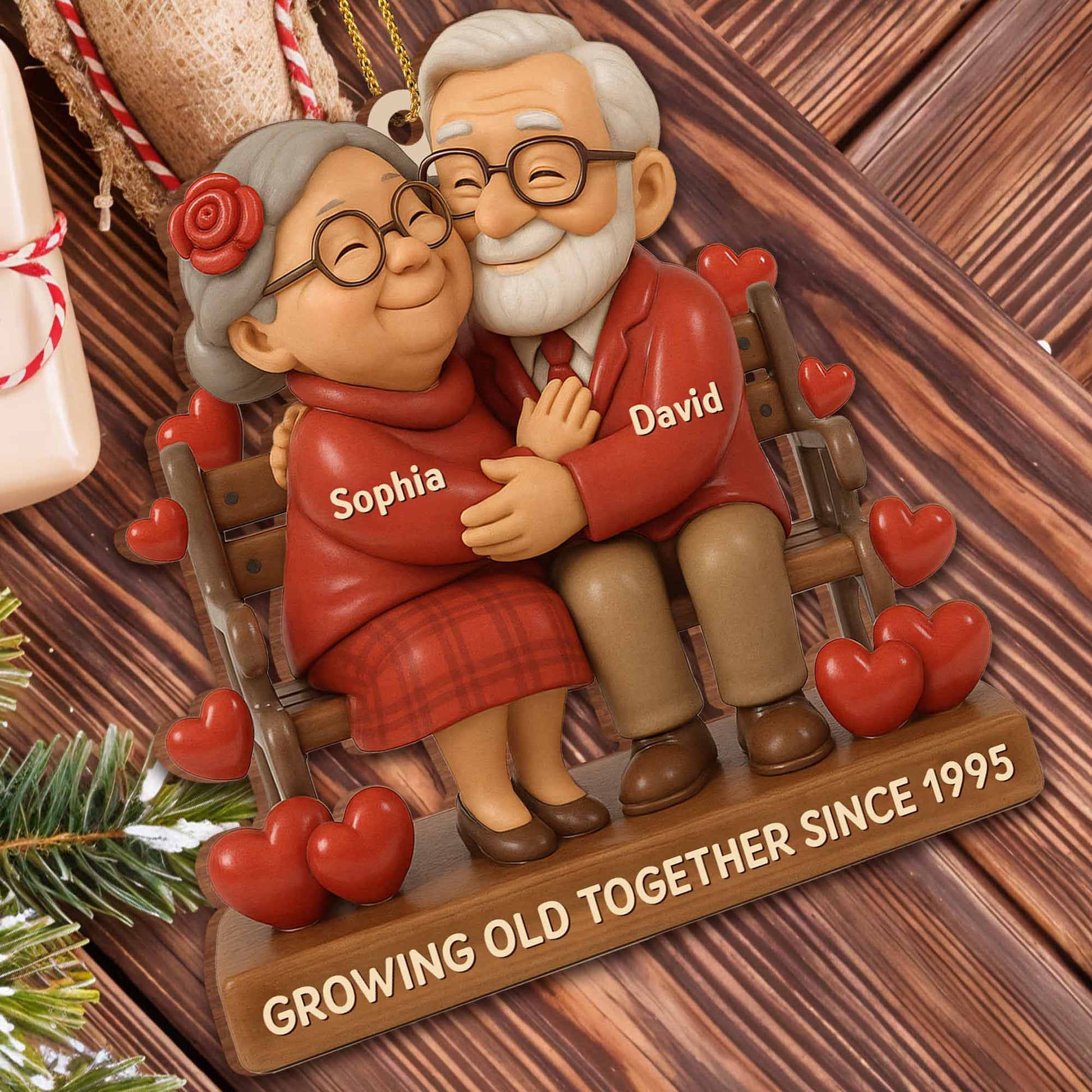 Growing Old Together, Elderly Couple On A Bench