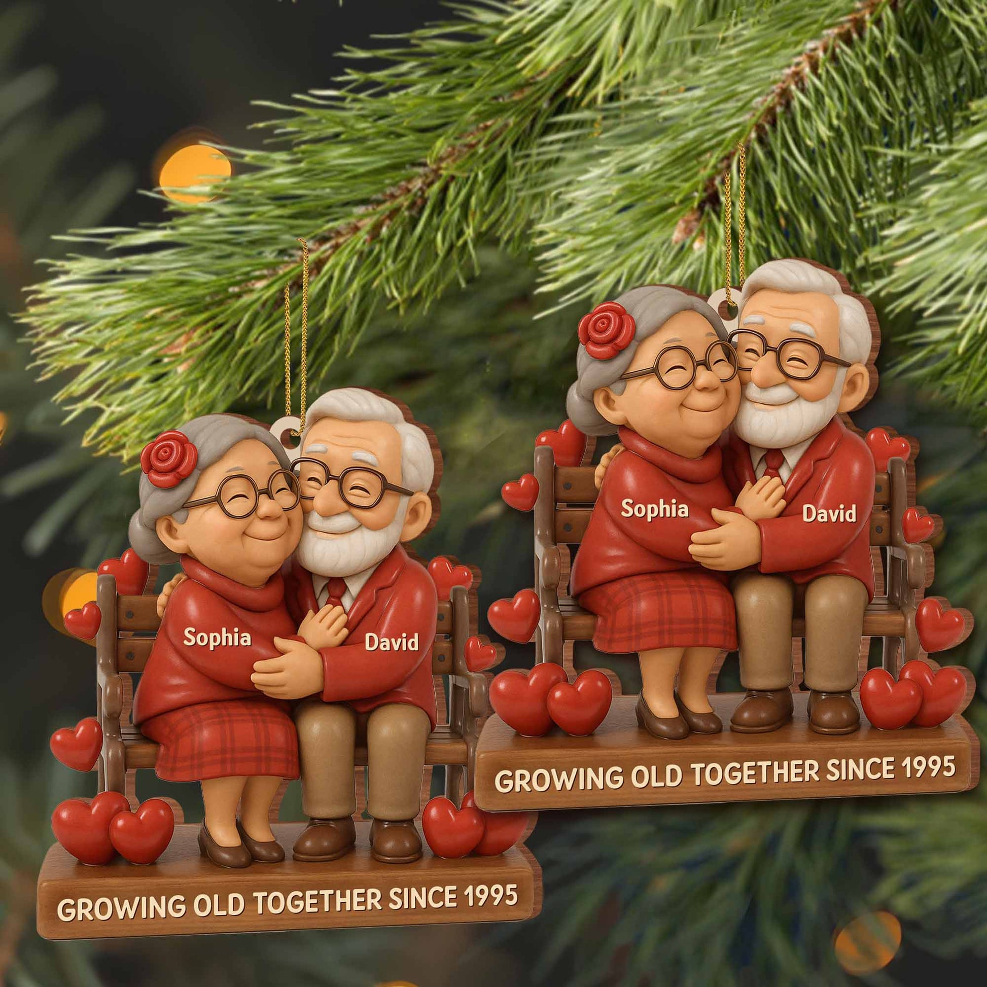 Growing Old Together, Elderly Couple On A Bench