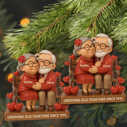 Growing Old Together, Elderly Couple On A Bench