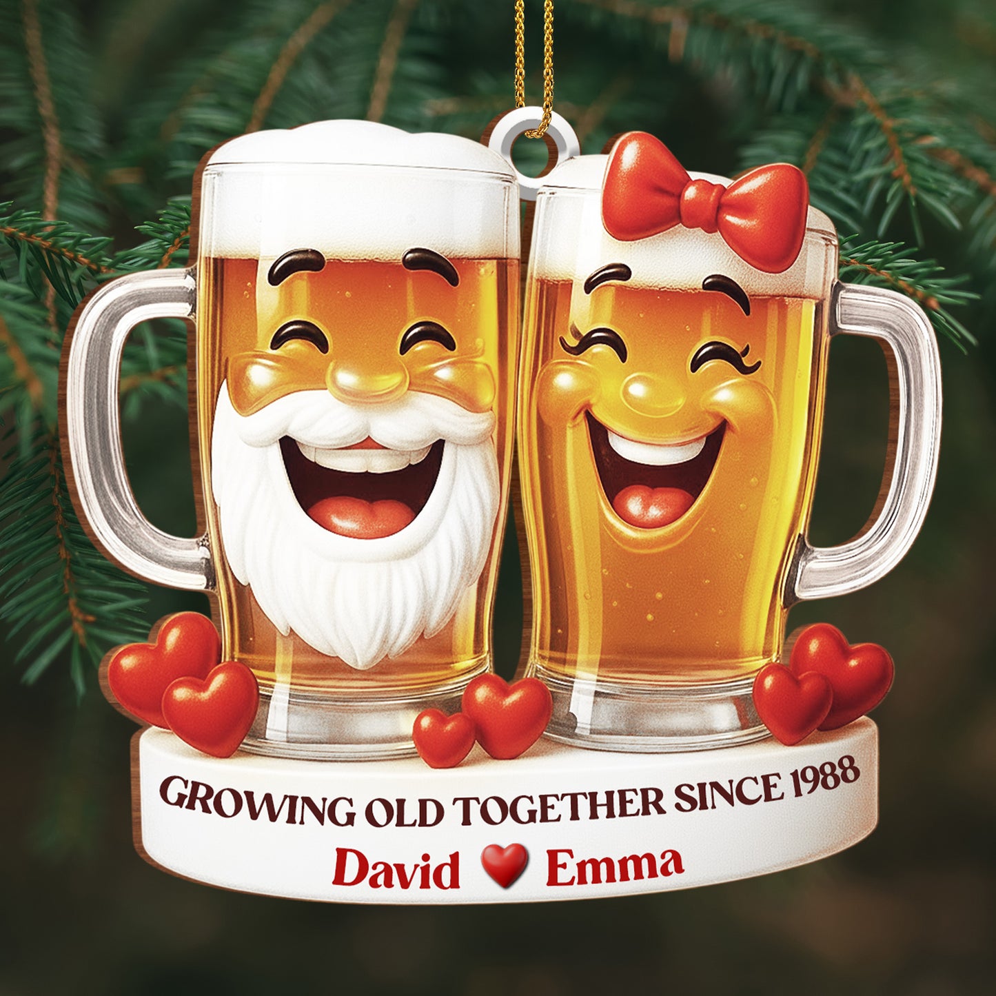 Growing Old Together, Celebrating With Beer Mugs