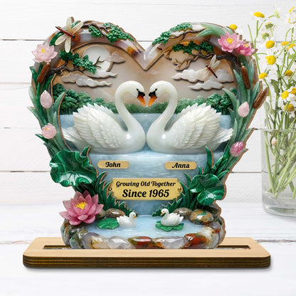 Growing Old Together With Swans And Flowers