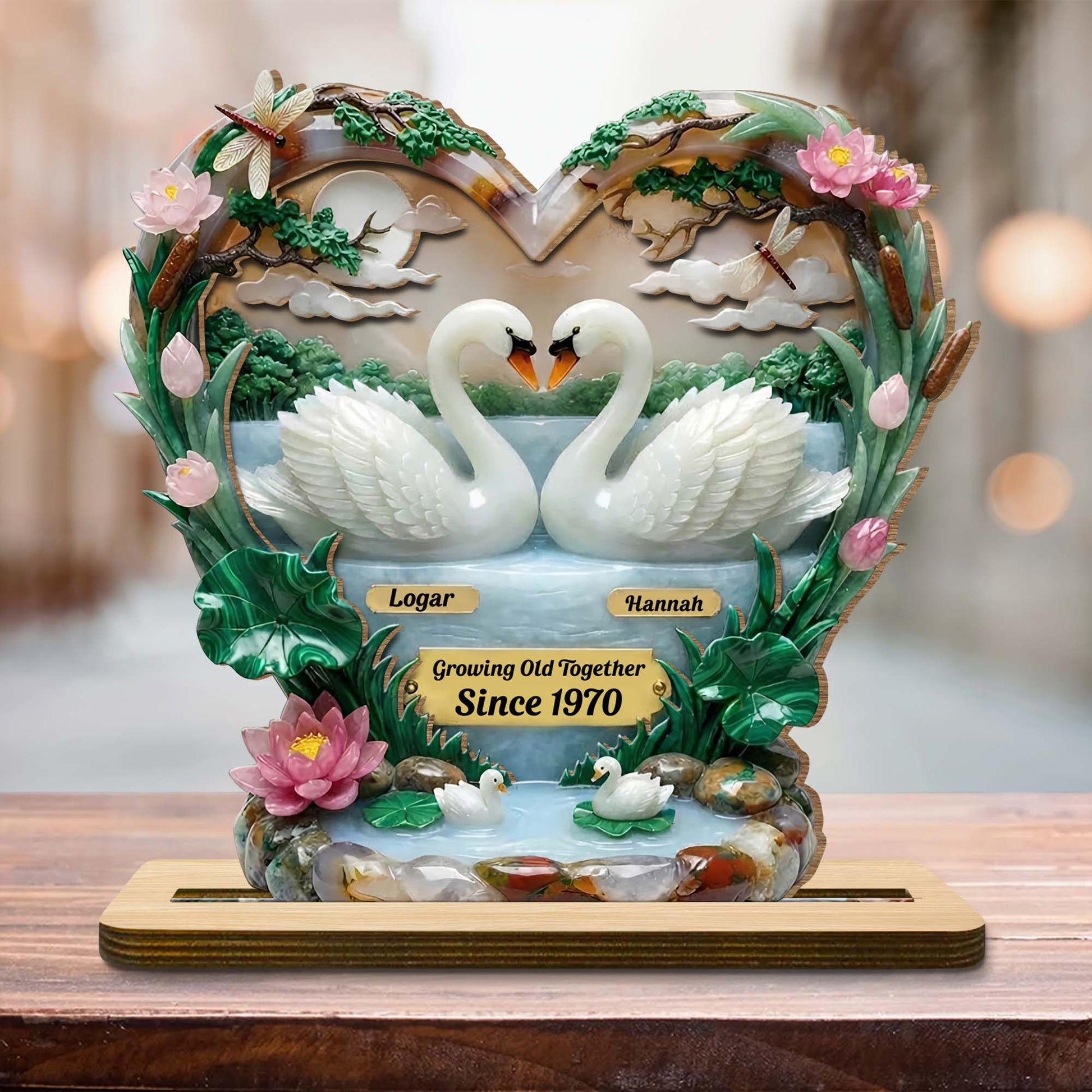 Growing Old Together With Swans And Flowers