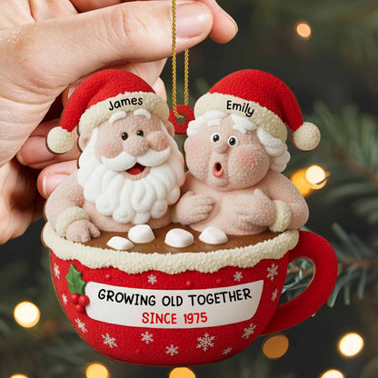Growing Old Together Santa And Mrs. Claus Ornament - Personalized Custom Wood Ornament, Custom Shaped - CPL961_WDO