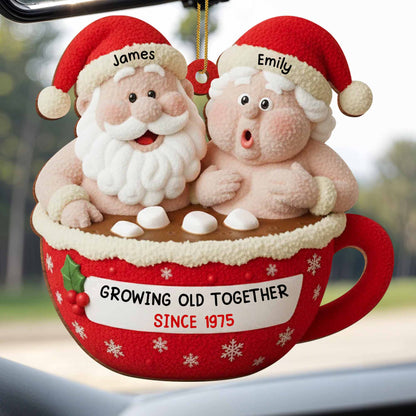 Growing Old Together Santa And Mrs. Claus Ornament - Personalized Custom Wood Ornament, Custom Shaped - CPL961_WDO