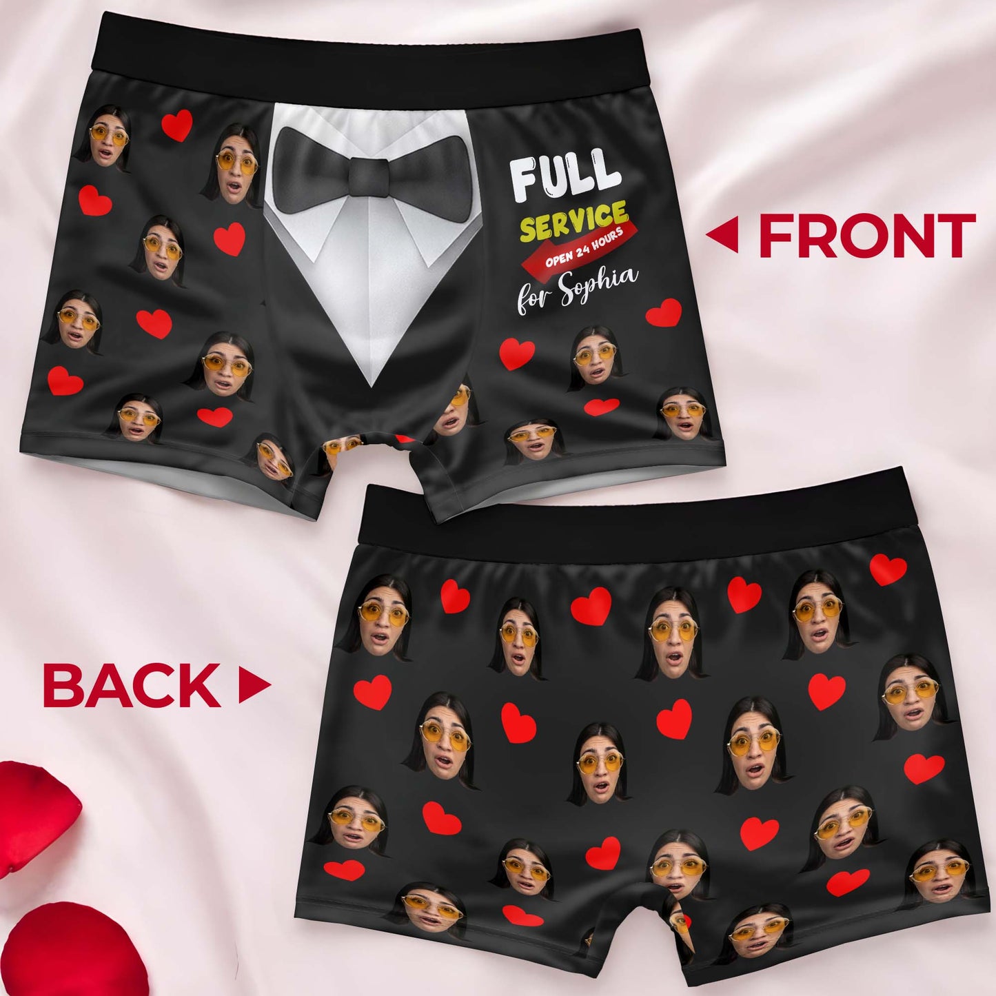 Full Service Open 24 Hours With Bow Tie And Hearts Design