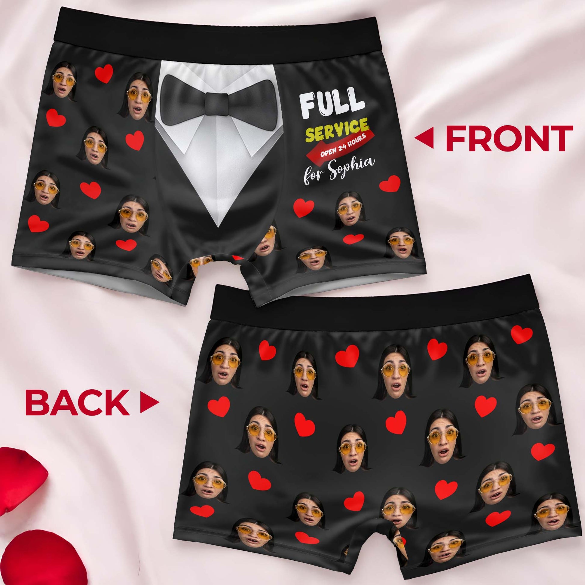 Full Service Open 24 Hours With Bow Tie And Hearts Design