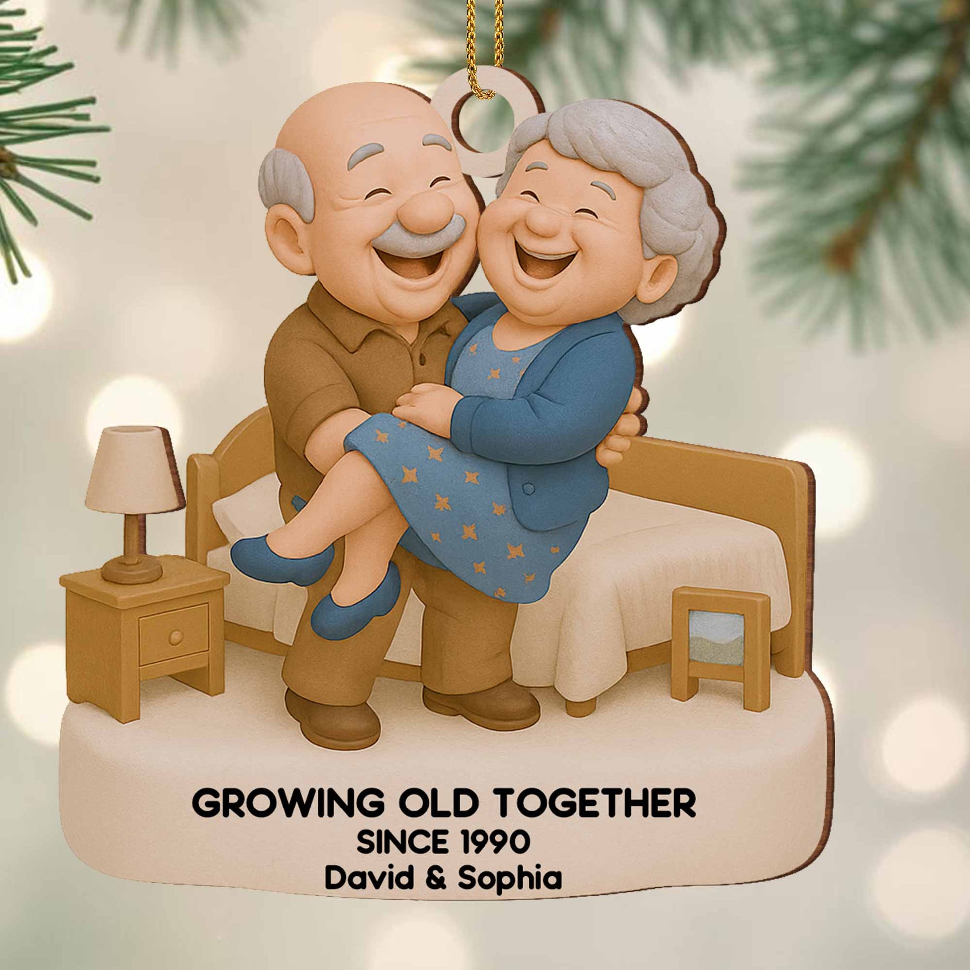 Growing Old Together, Elderly Couple Ornament