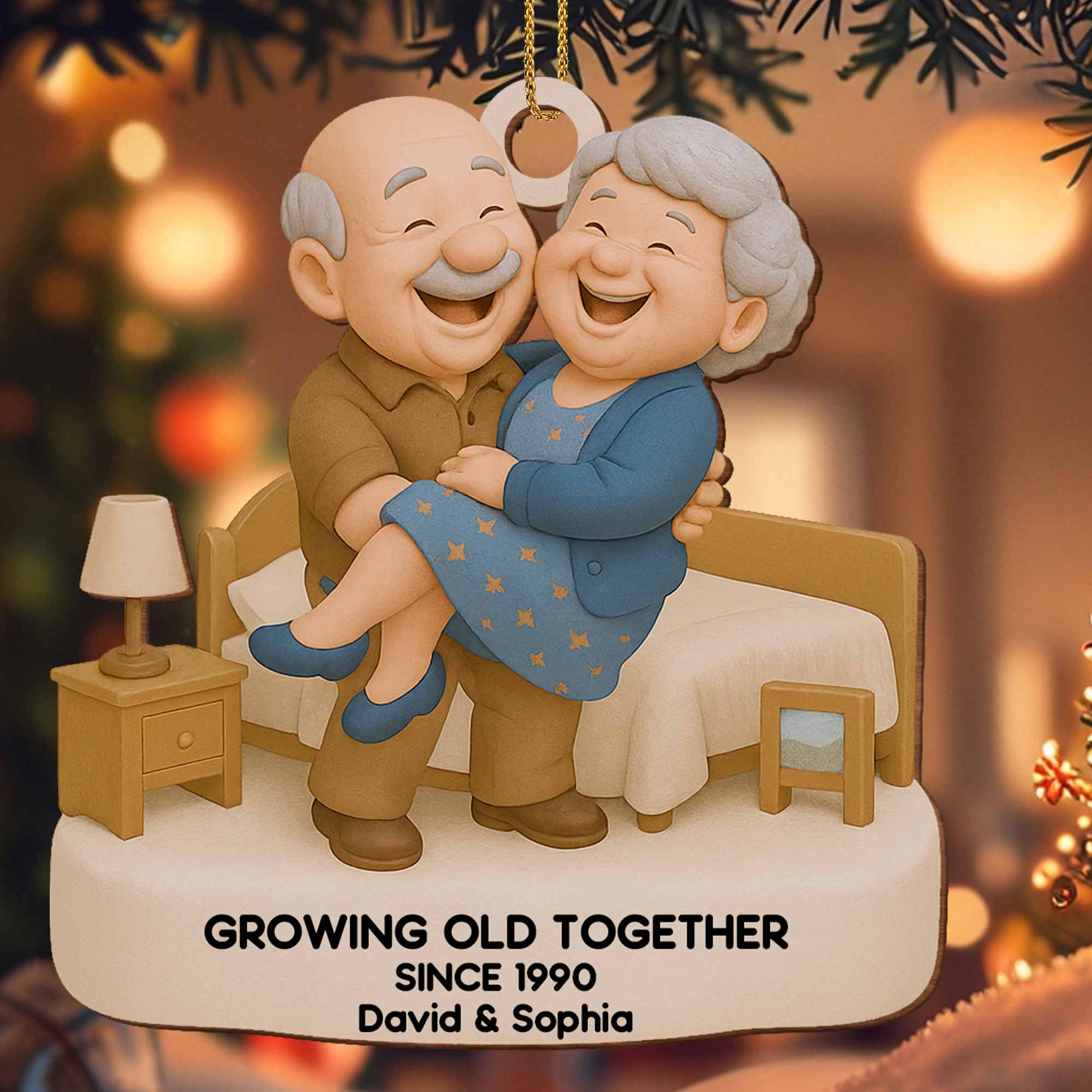 Growing Old Together, Elderly Couple Ornament