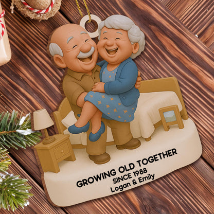 Growing Old Together, Elderly Couple Ornament