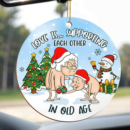 Love Is Supporting Each Other, Elderly Couple Christmas Ornament
