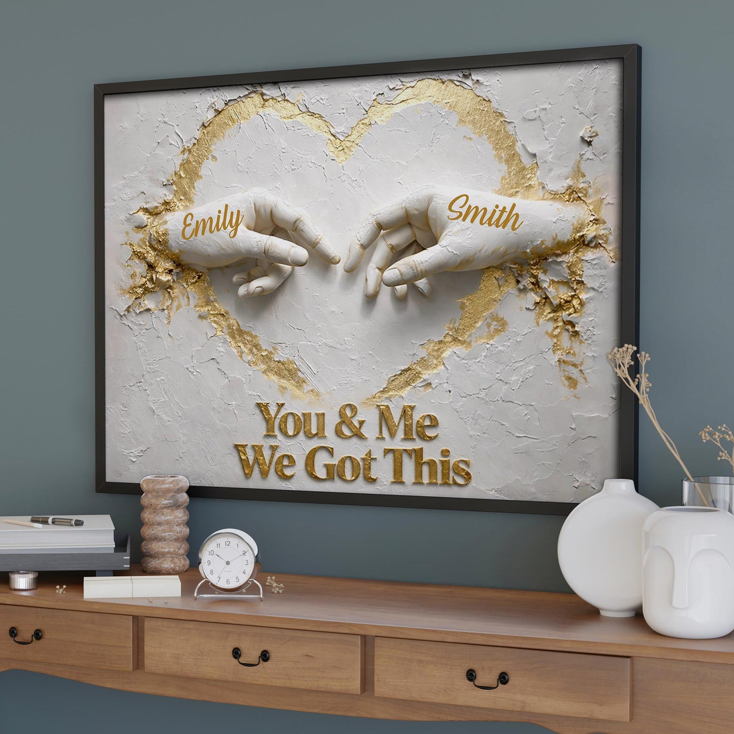 You & Me We Got This, Hands Heart Gold Design