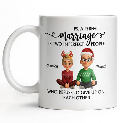 A Perfect Marriage, Cartoon Couple In Christmas Attire - Personalized Custom Coffee Mug - CPL978_MG