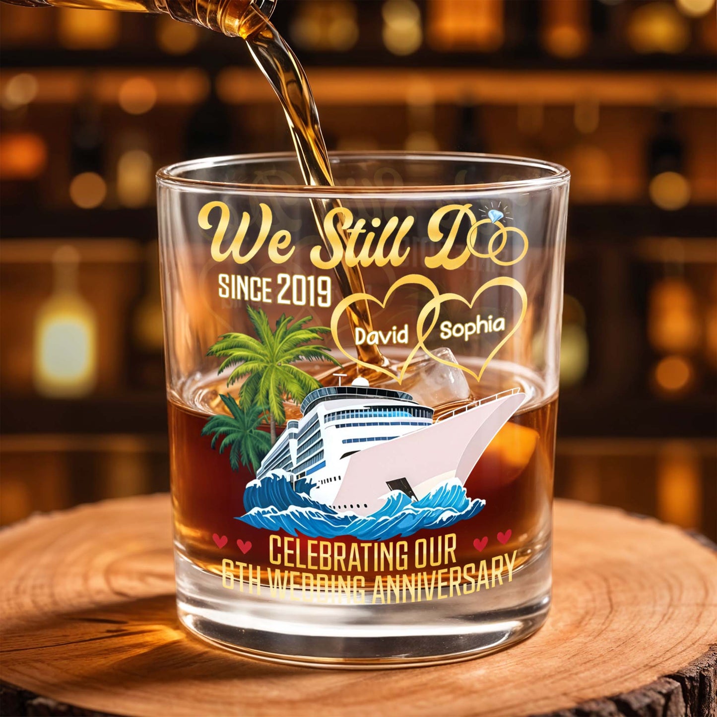 Celebrating Our Wedding Anniversary, Palm Trees And Cruise Ship