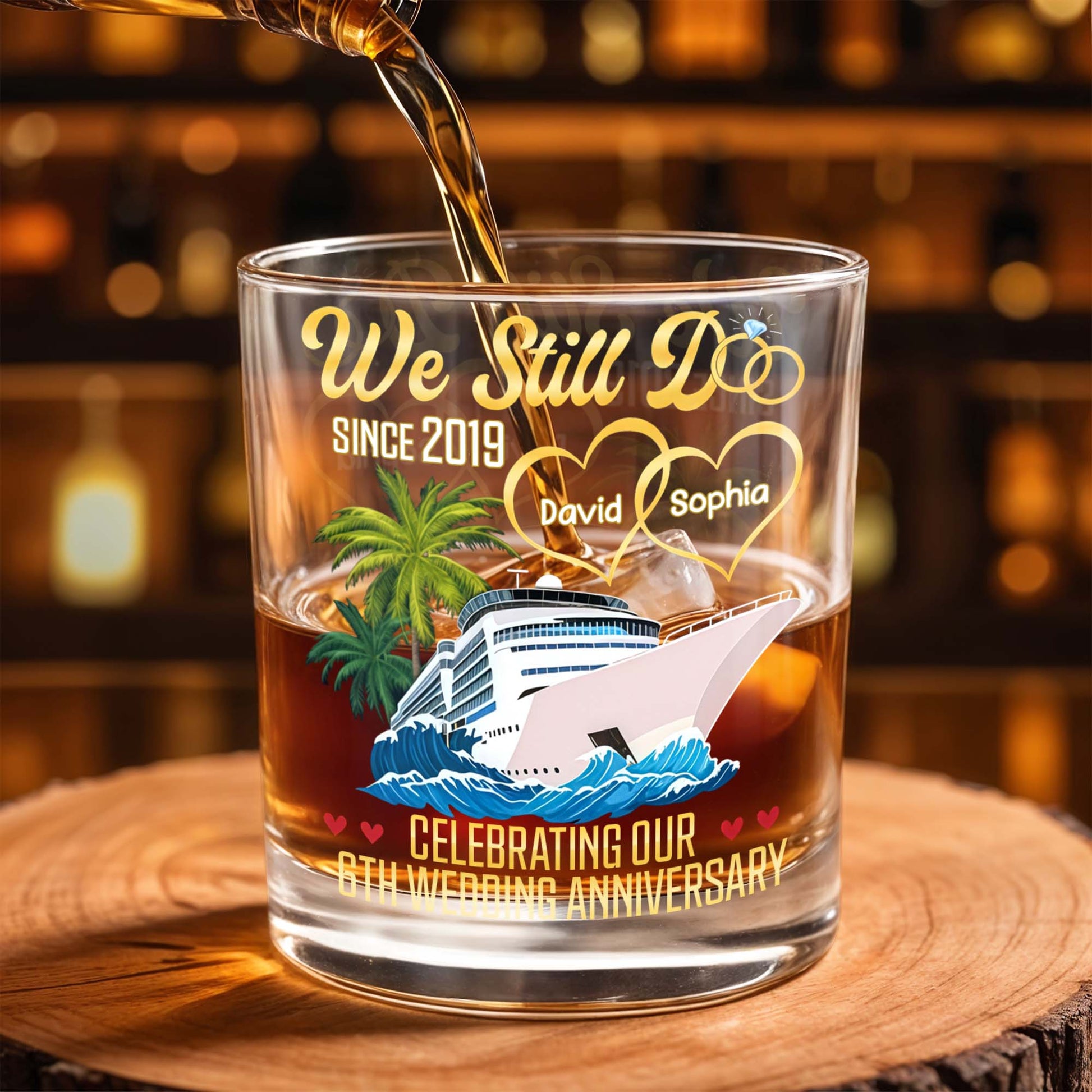 Celebrating Our Wedding Anniversary, Palm Trees And Cruise Ship