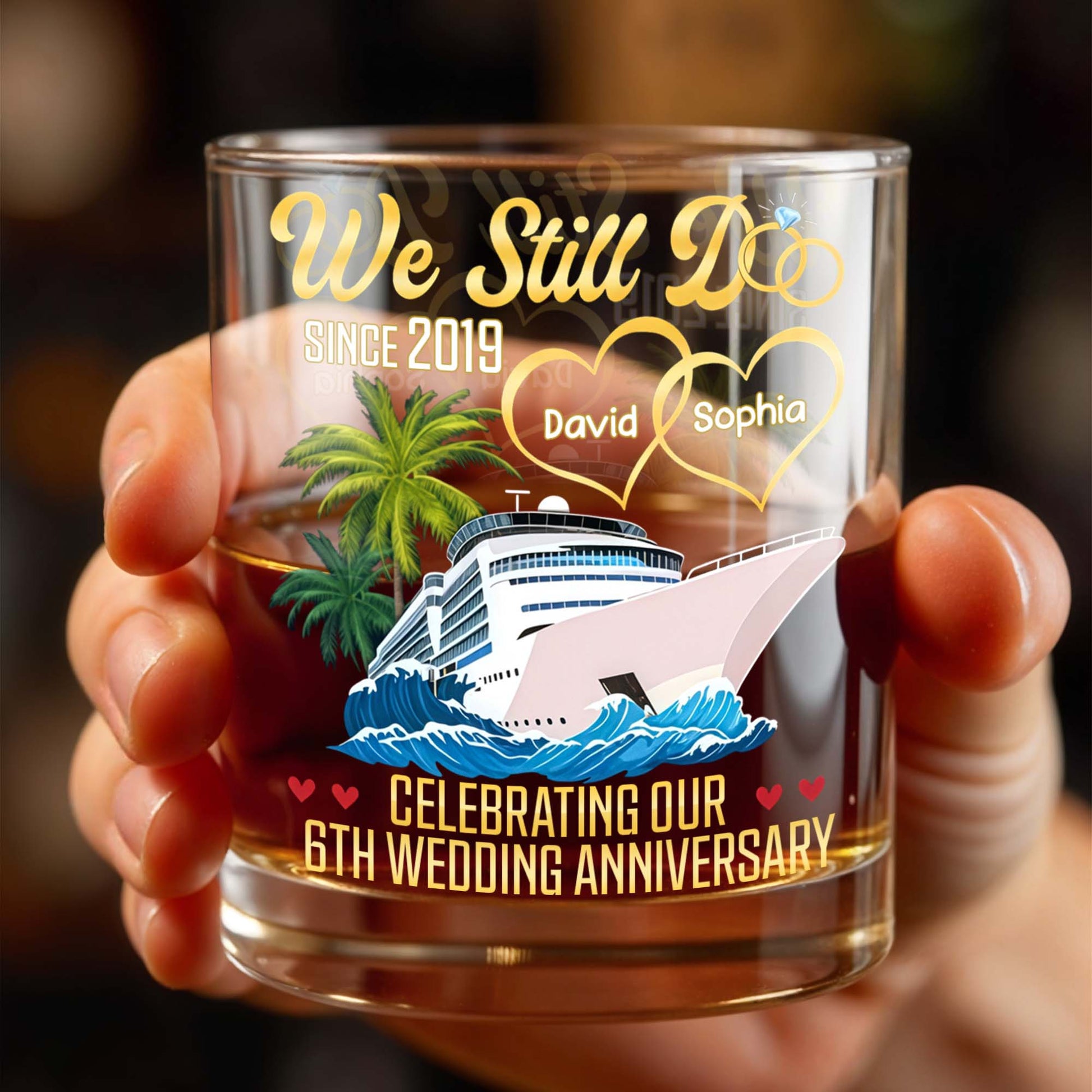 Celebrating Our Wedding Anniversary, Palm Trees And Cruise Ship