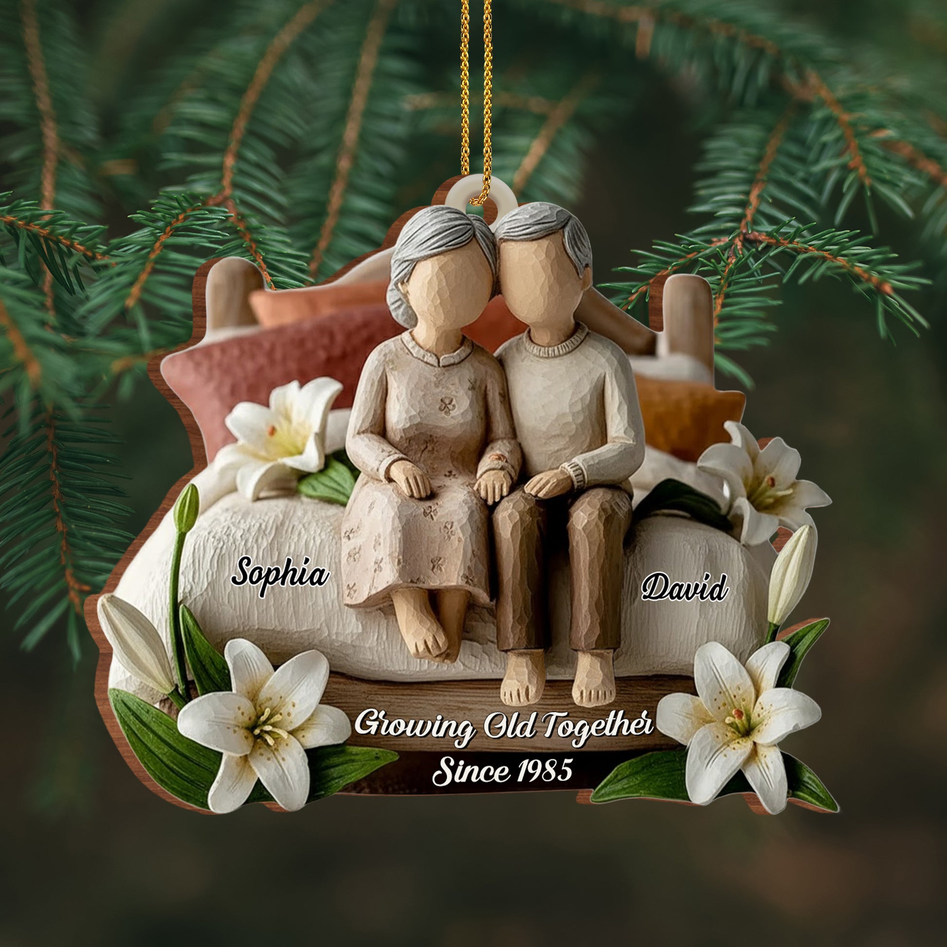 Growing Old Together Elderly Couple Ornament