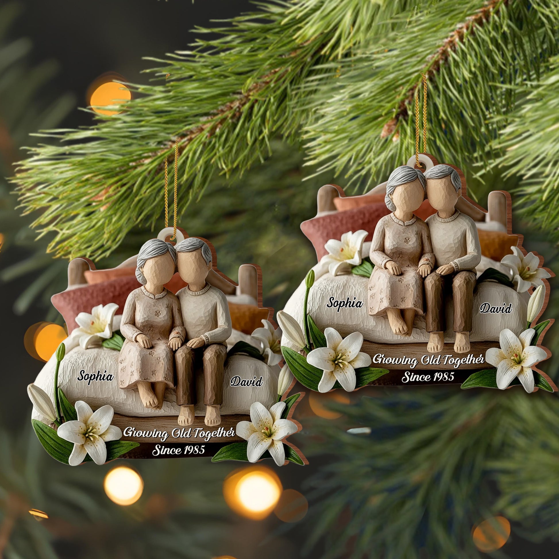 Growing Old Together Elderly Couple Ornament